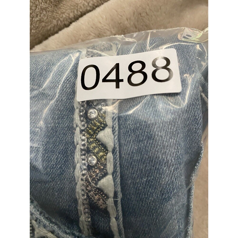 Vigoss Jeans Capri Bling Women's 27 Denim Blue New York Capri Y2K Pants Gems - Picture 16 of 16